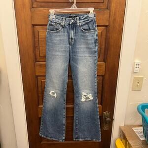 7 For All Mankind Women's Jeans sz 24 Rhinestone Distressed Flare Blue